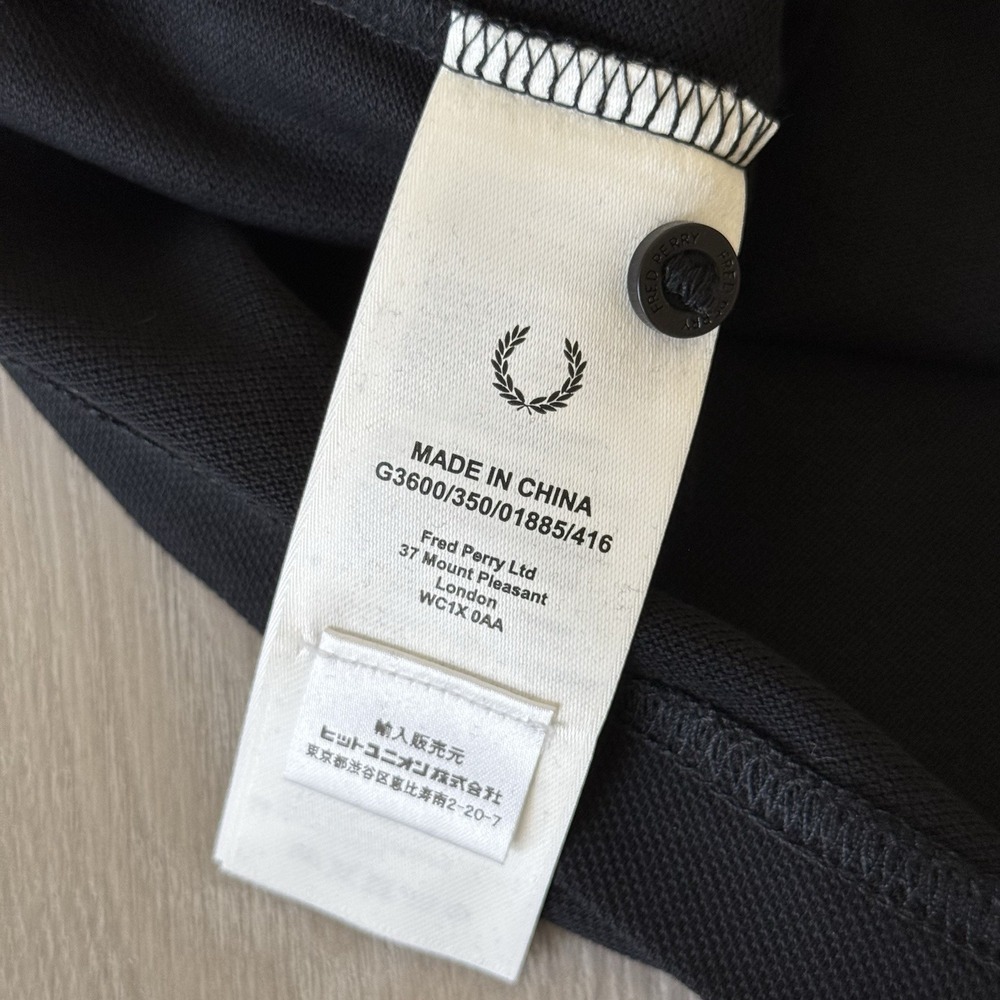 Fred Perry Twin Tipped Black Polo Shirt Women's Size UK 10 US 6 Cotton NEW - Picture 7 of 9